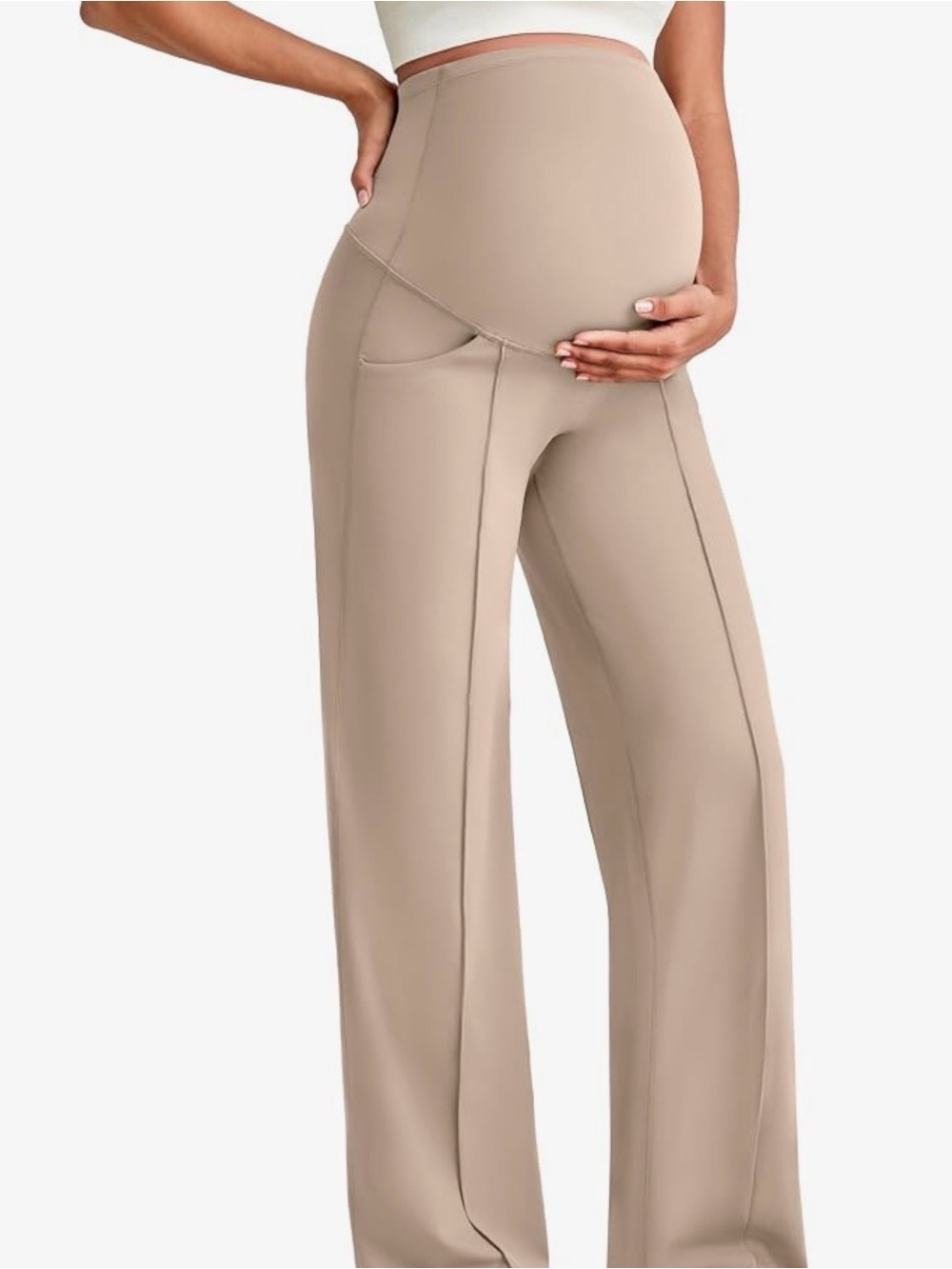 Womans Maternity Khaki Wide-legged pants